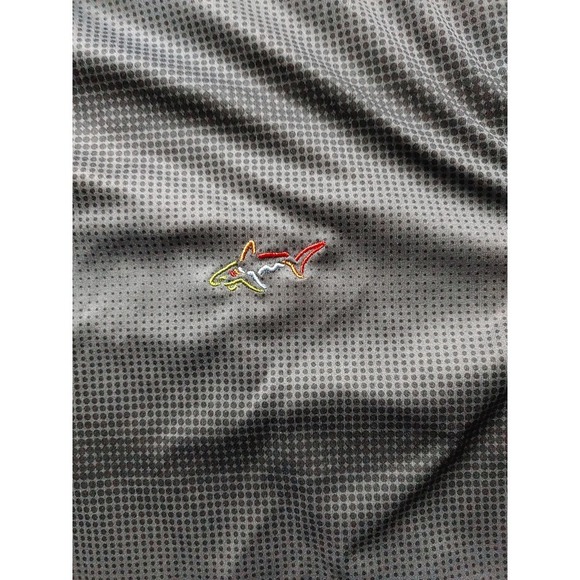 Greg Norman Play Dry Mens Golf Polo Shirt Black Grey Micro Dot Shark Logo L - Picture 2 of 5